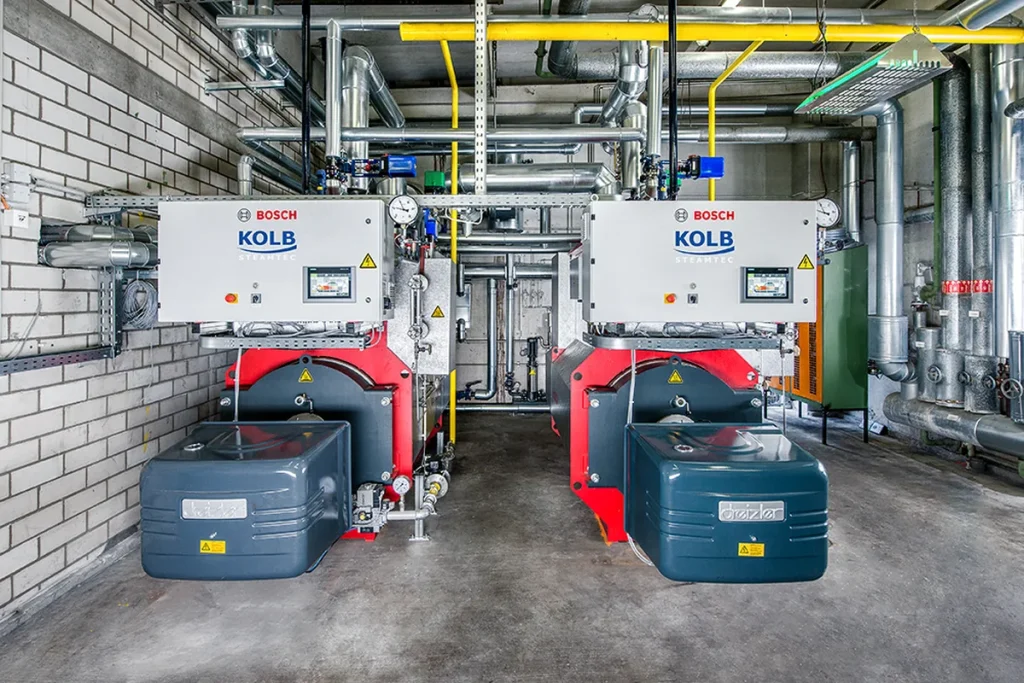 Neuausrüstung des Kesselhauses bei Morawitzky mit zwei Dampfkesseln